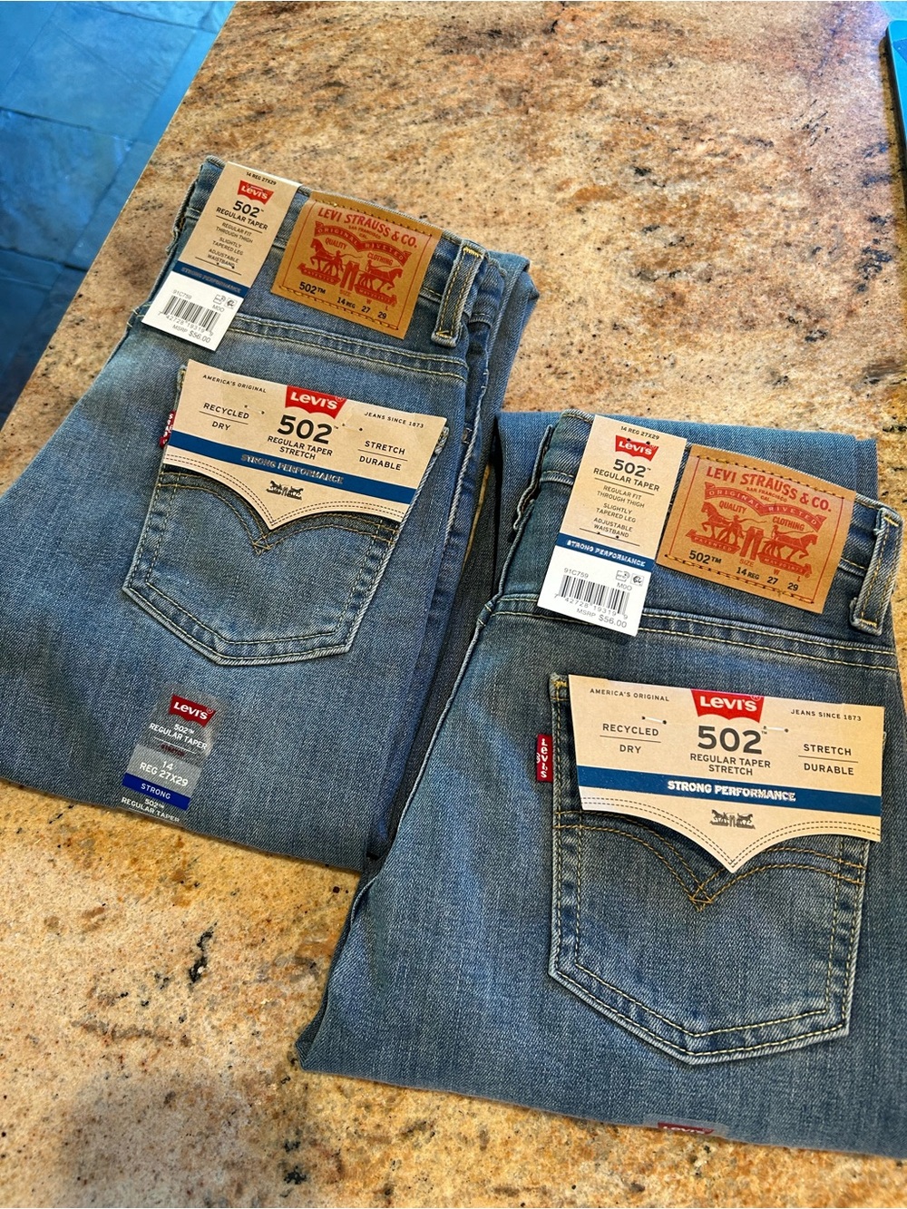 Levi's 502 Boys Size 14 27x29 Regular Taper Stretch  Jeans - Medium Blue Wash